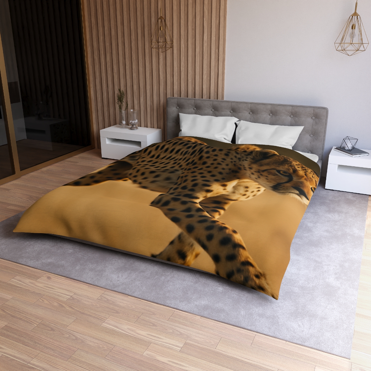 Speed Whisper Cheetah designer printed duvets