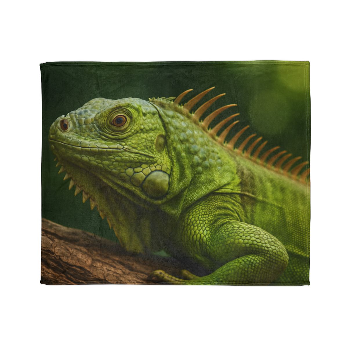 Verdant Gaze Green Iguana soft fleece blankets