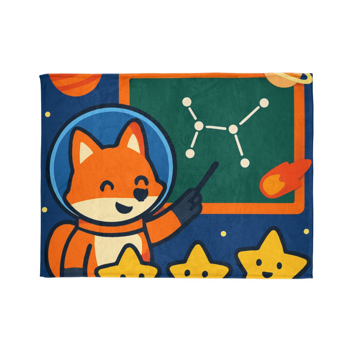 Comet Classroom Space Fox designer printed blankets