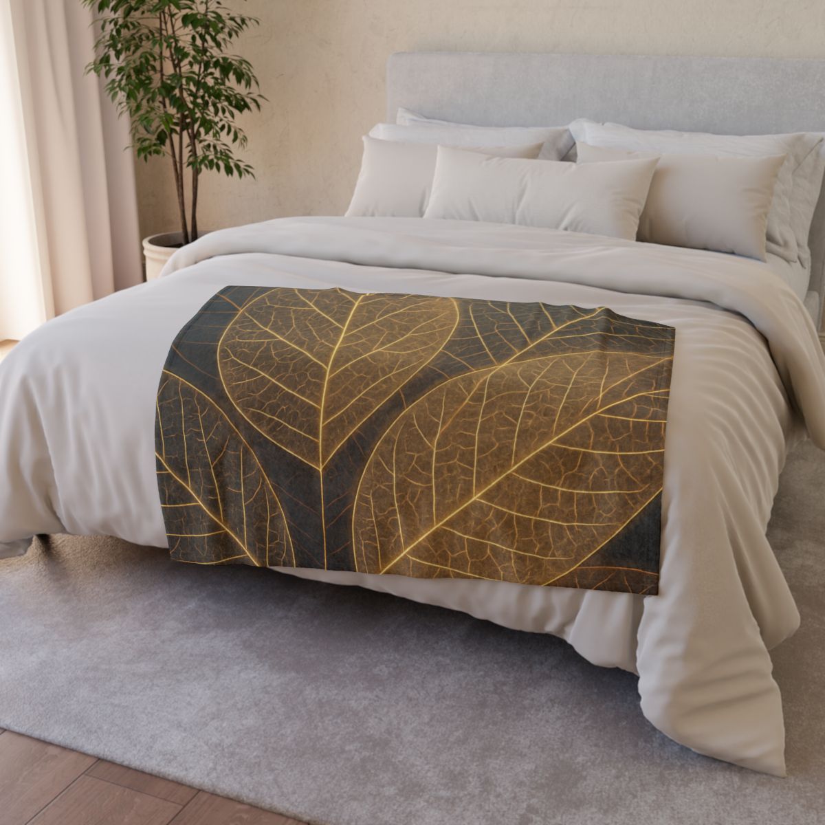 Solar Leaf Lattice soft fleece blankets