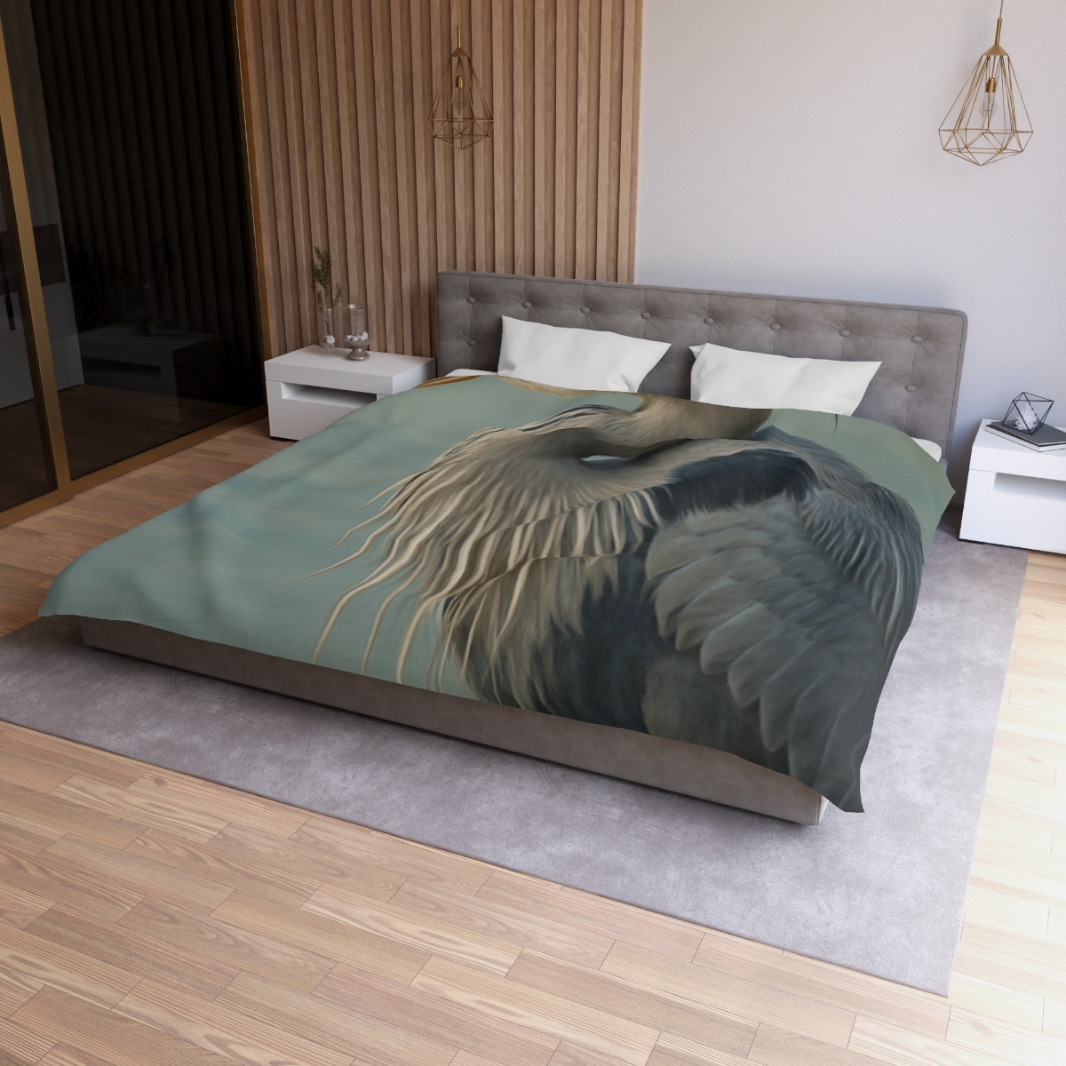 Harbor Watch Great Blue Heron unique patterned duvets