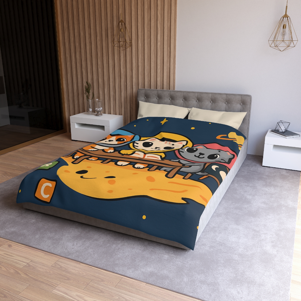 Comet Classroom With Curious Kittens custom duvets