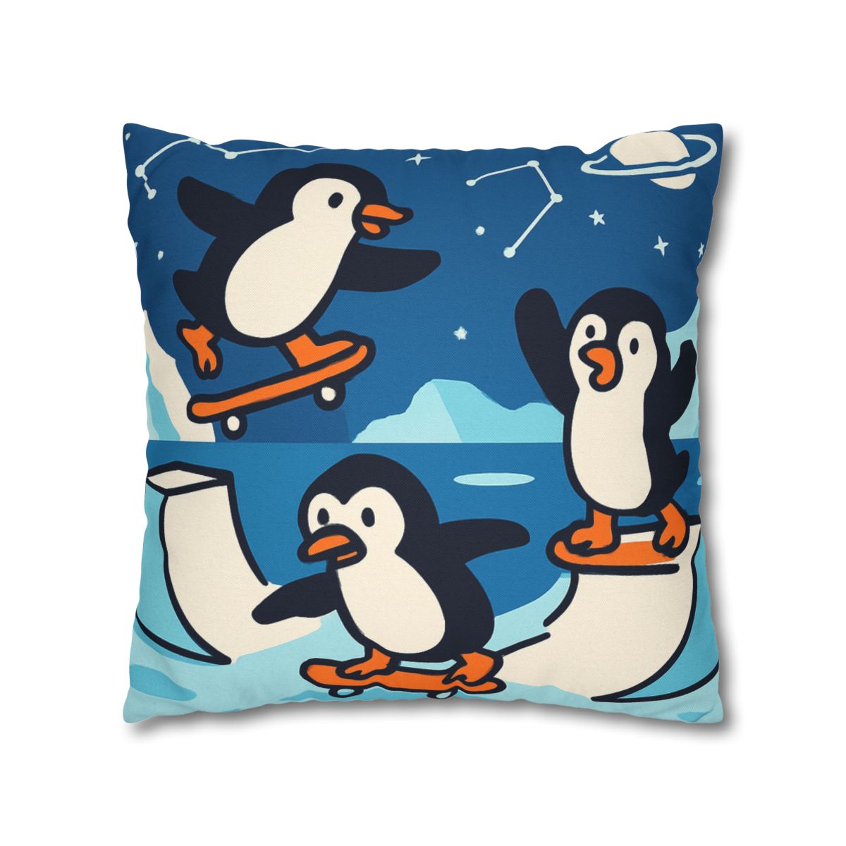 Galaxy Skate Park Penguins stylish decorative pillowcases