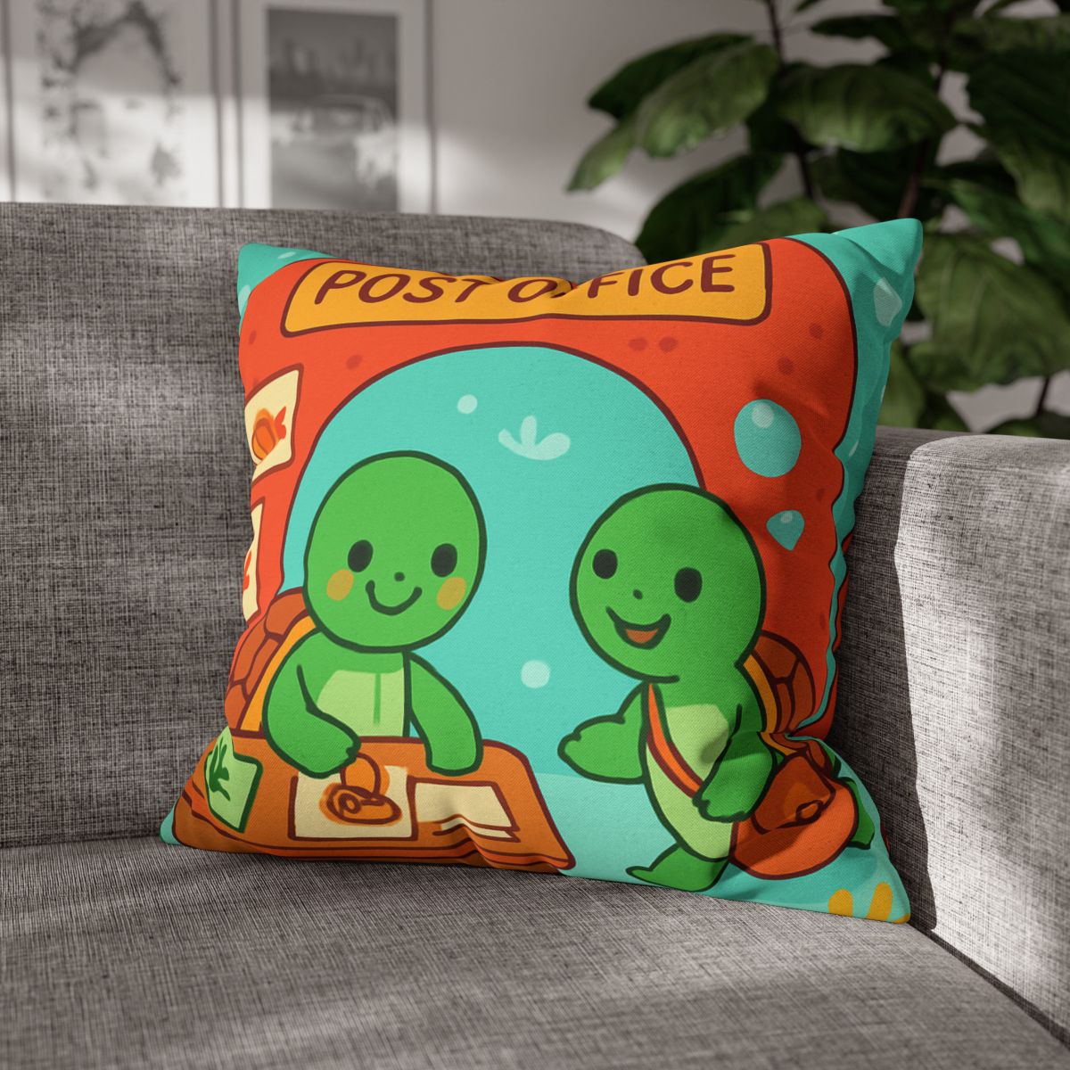 Coral Reef Post Office Run By Sea Turtles soft cotton pillow cases