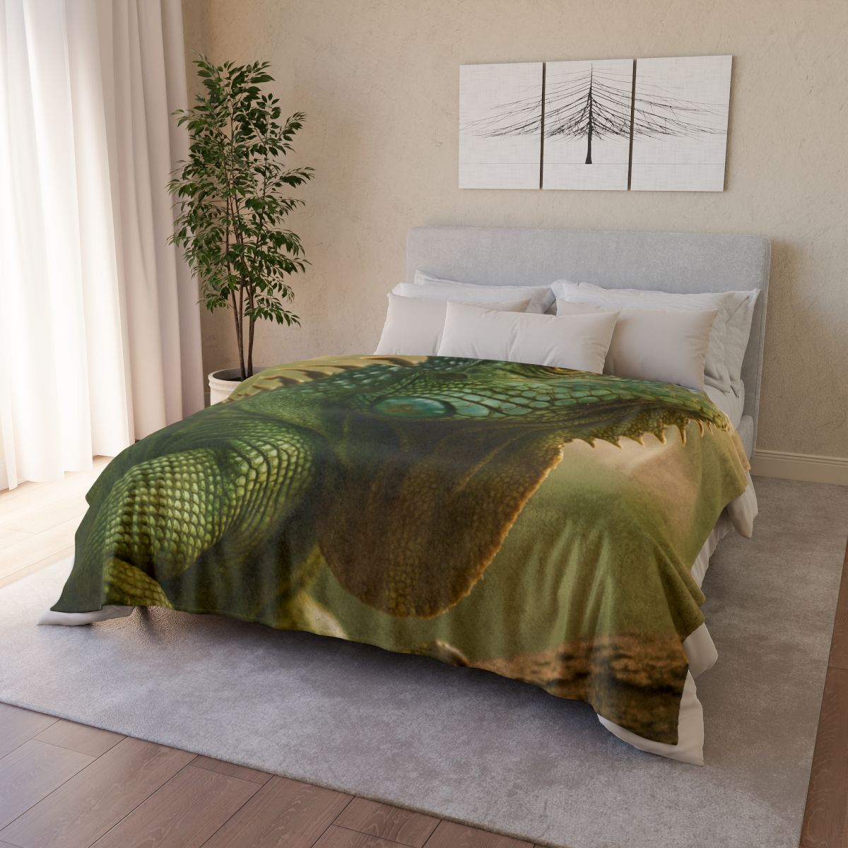 Sunlit Armor Green Iguana unique gift blankets