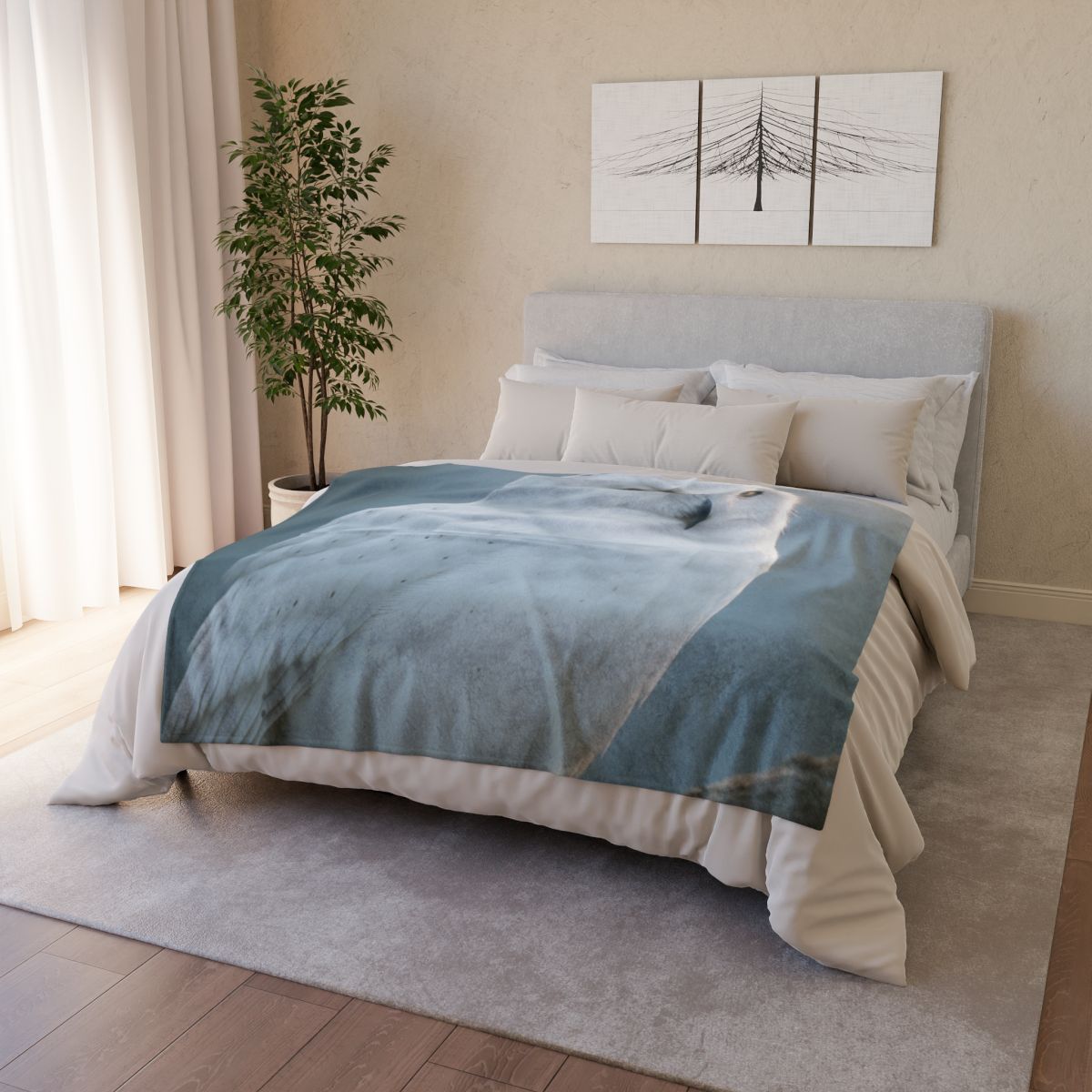 Twilight Watcher Snowy Owl soft fleece blankets