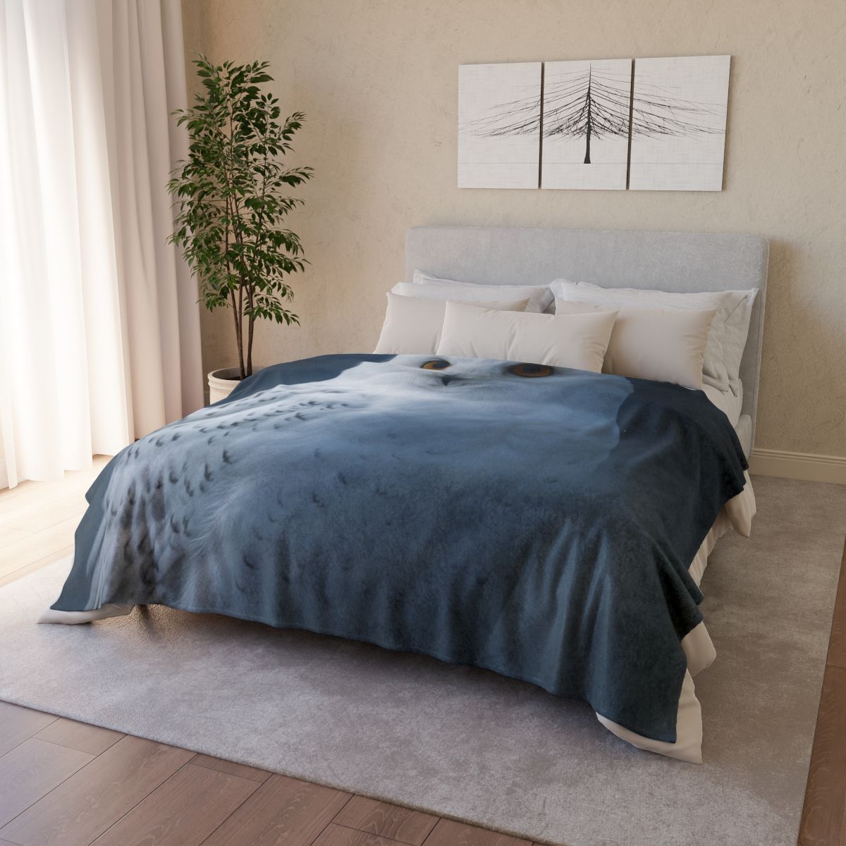 Moonlit Sentinel Snowy Owl stylish throw blankets