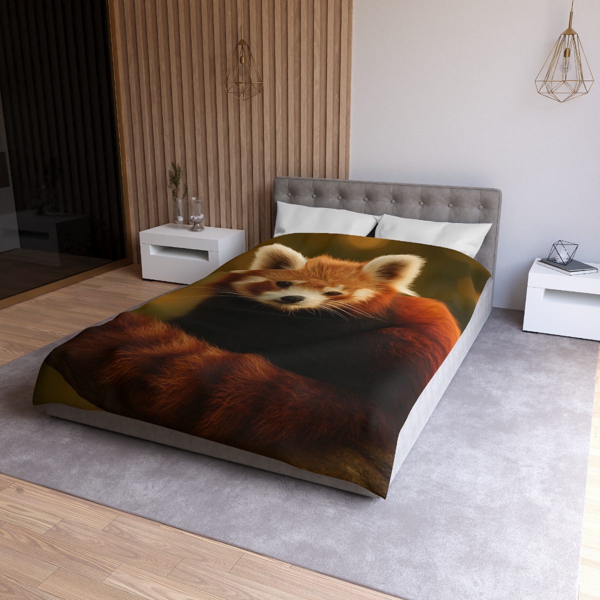 Crimson Whisper Red Panda personalized bedding duvets