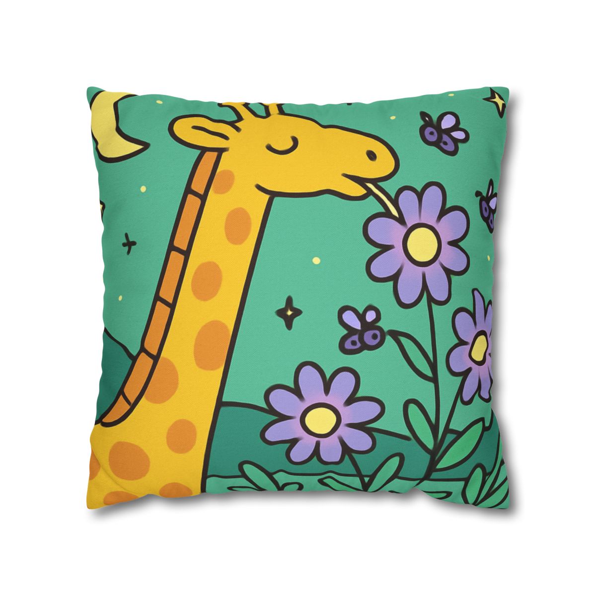 Galactic Garden Giraffe designer print pillow cases