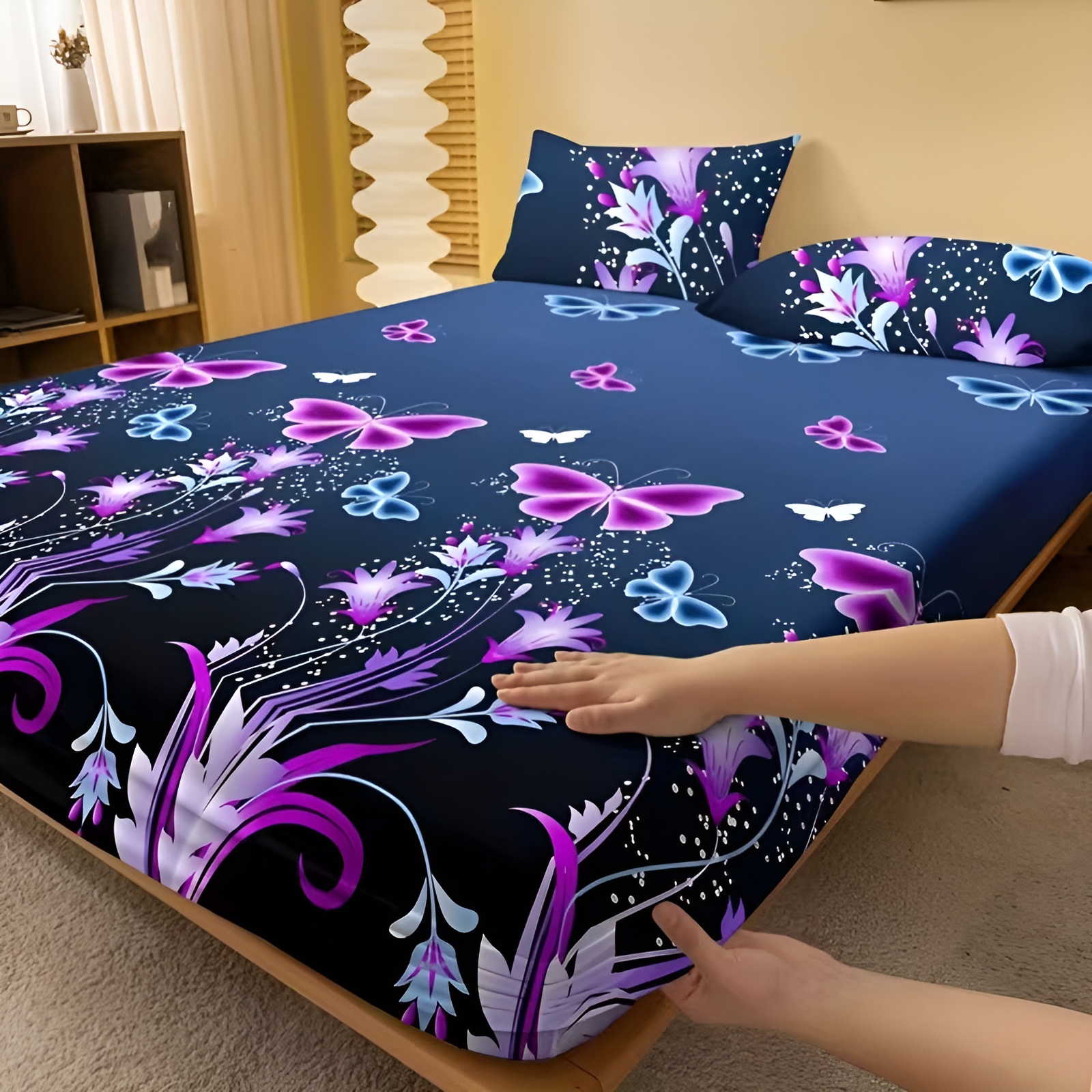 Floral Decorative Fitted Bed Sheet With Deep Pockets