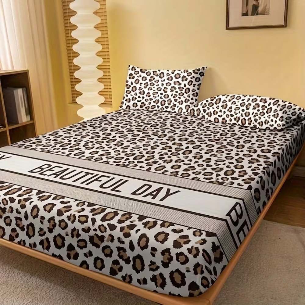 Leopard Patterned Fitted Bed Sheet For Bedroom 