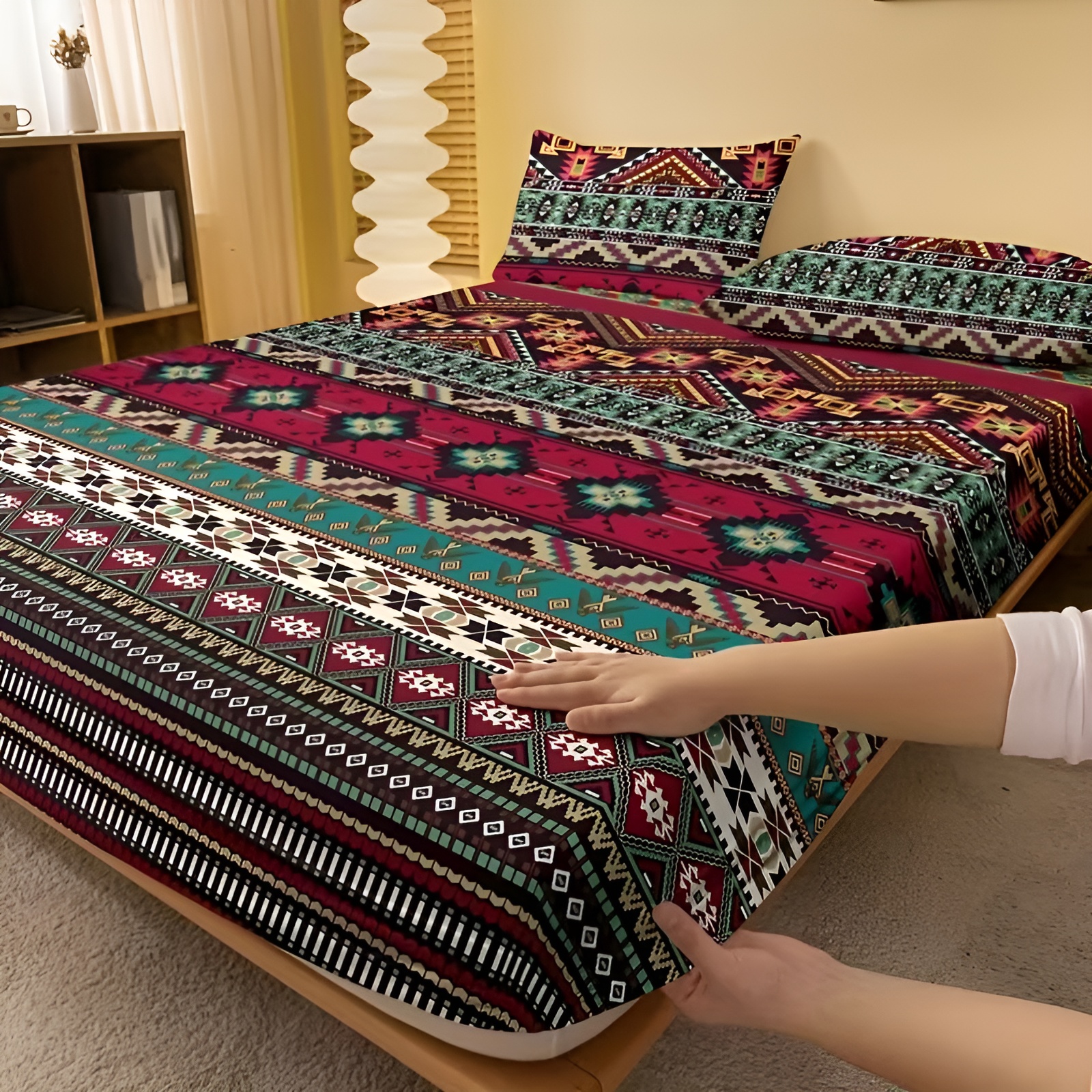 Bohemian Geometric Tribal Pattern Fitted Sheet