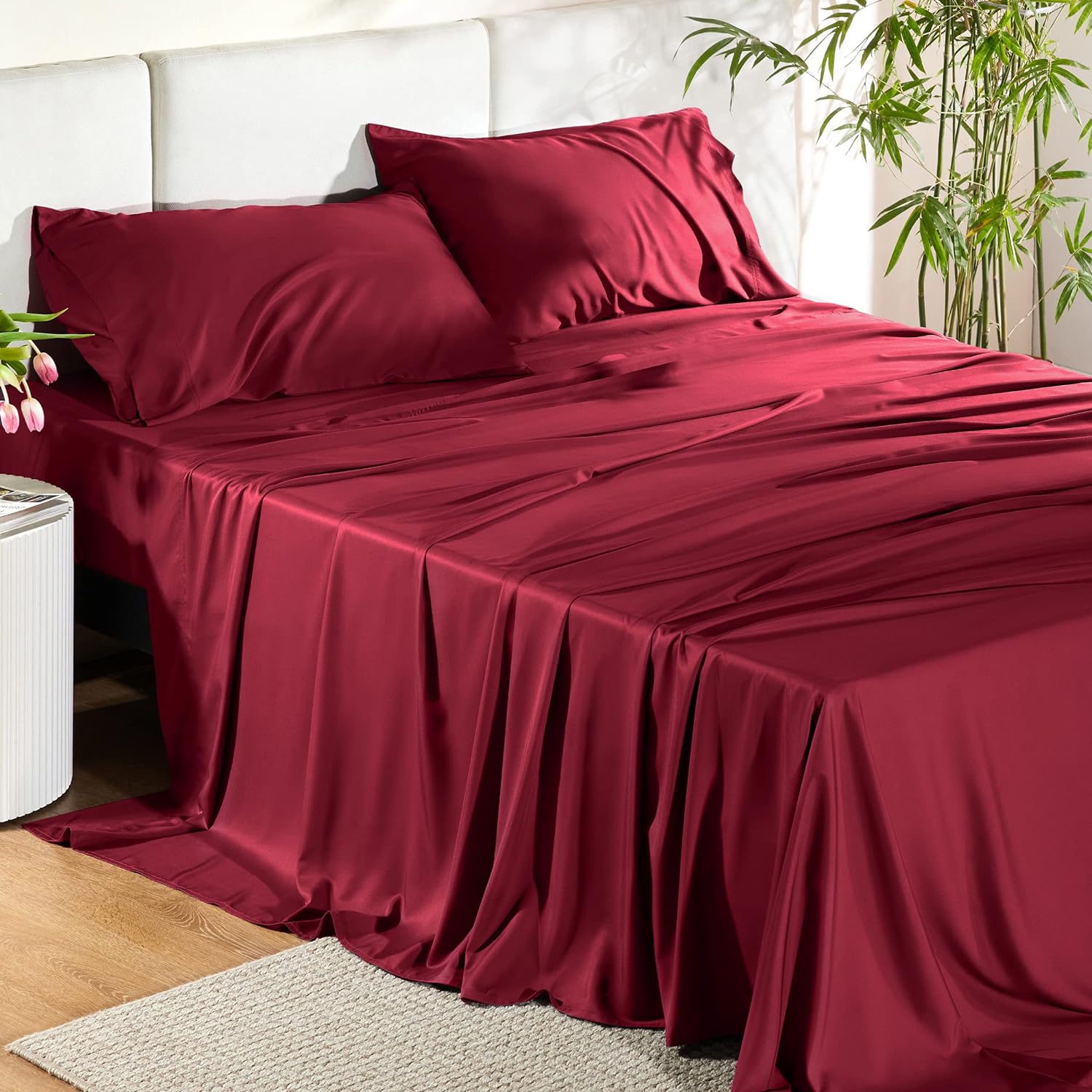 Hotel Luxury Silky Bedding Sheets And Pillowcases Sets