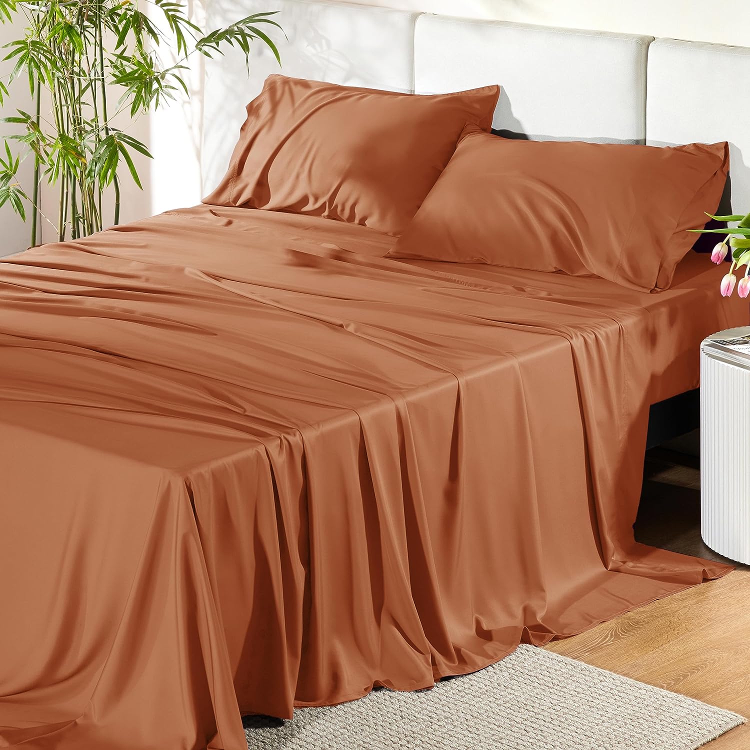 Hotel Luxury Silky Bedding Sheets And Pillowcases Sets