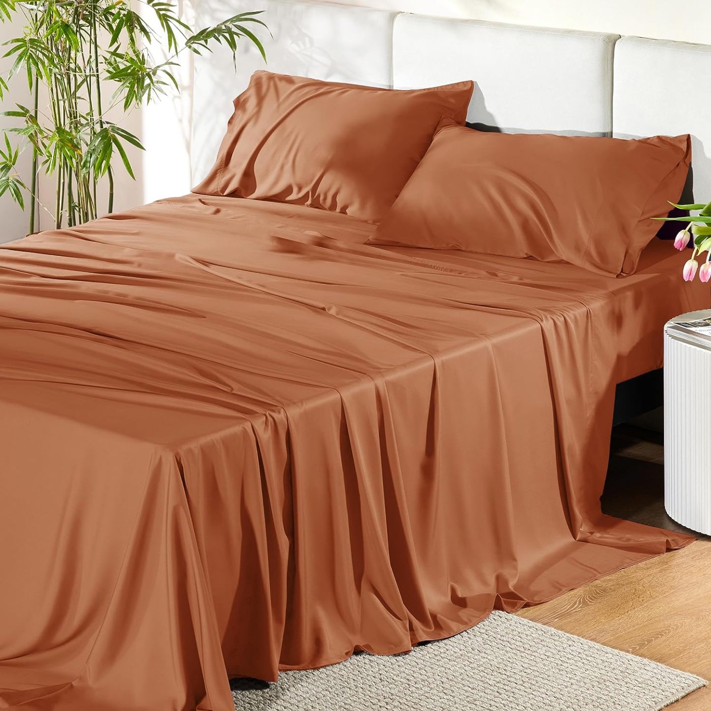 Hotel Luxury Silky Bedding Sheets And Pillowcases Sets