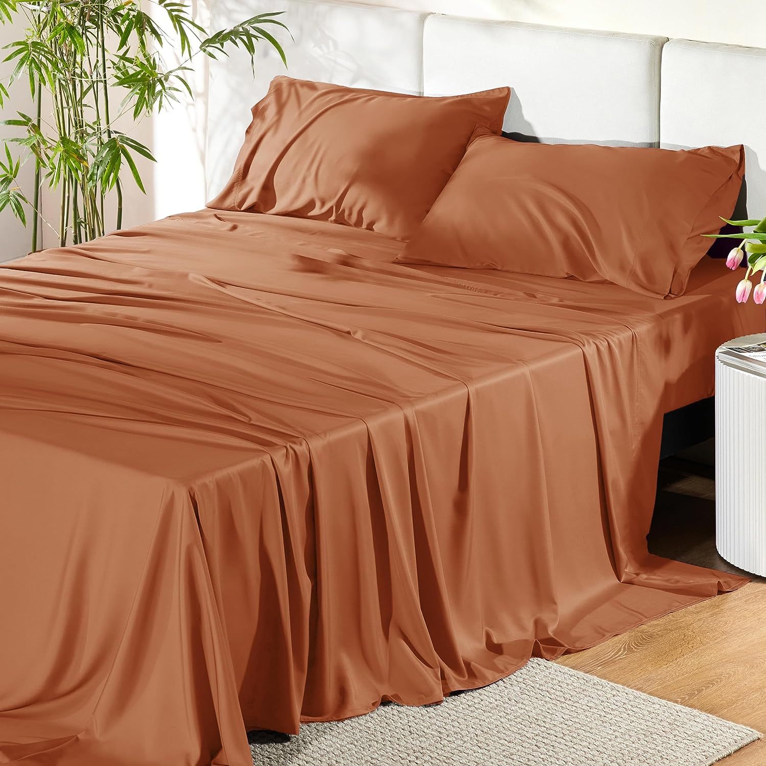 Hotel Luxury Silky Bedding Sheets And Pillowcases Sets