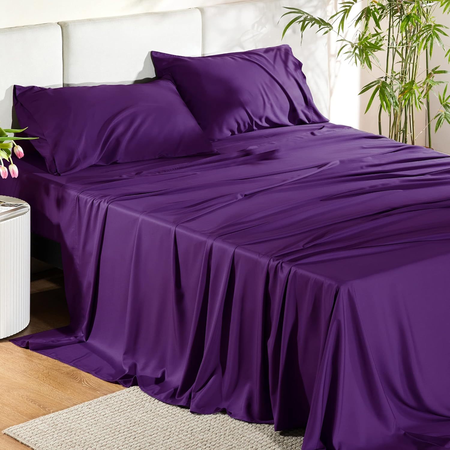Hotel Luxury Silky Bedding Sheets And Pillowcases Sets