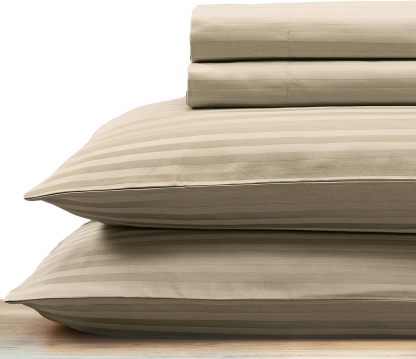 Striped Elegance King Size Cotton Sheet Set