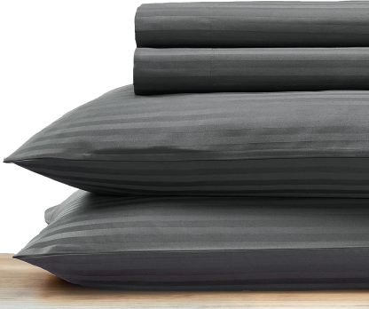 Striped Elegance King Size Cotton Sheet Set