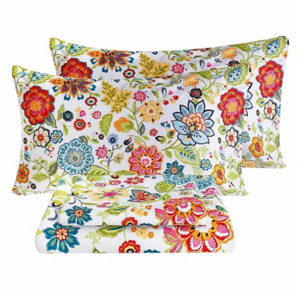Pack Of 4 Floral Cooling Ultra Soft Bed Sheets