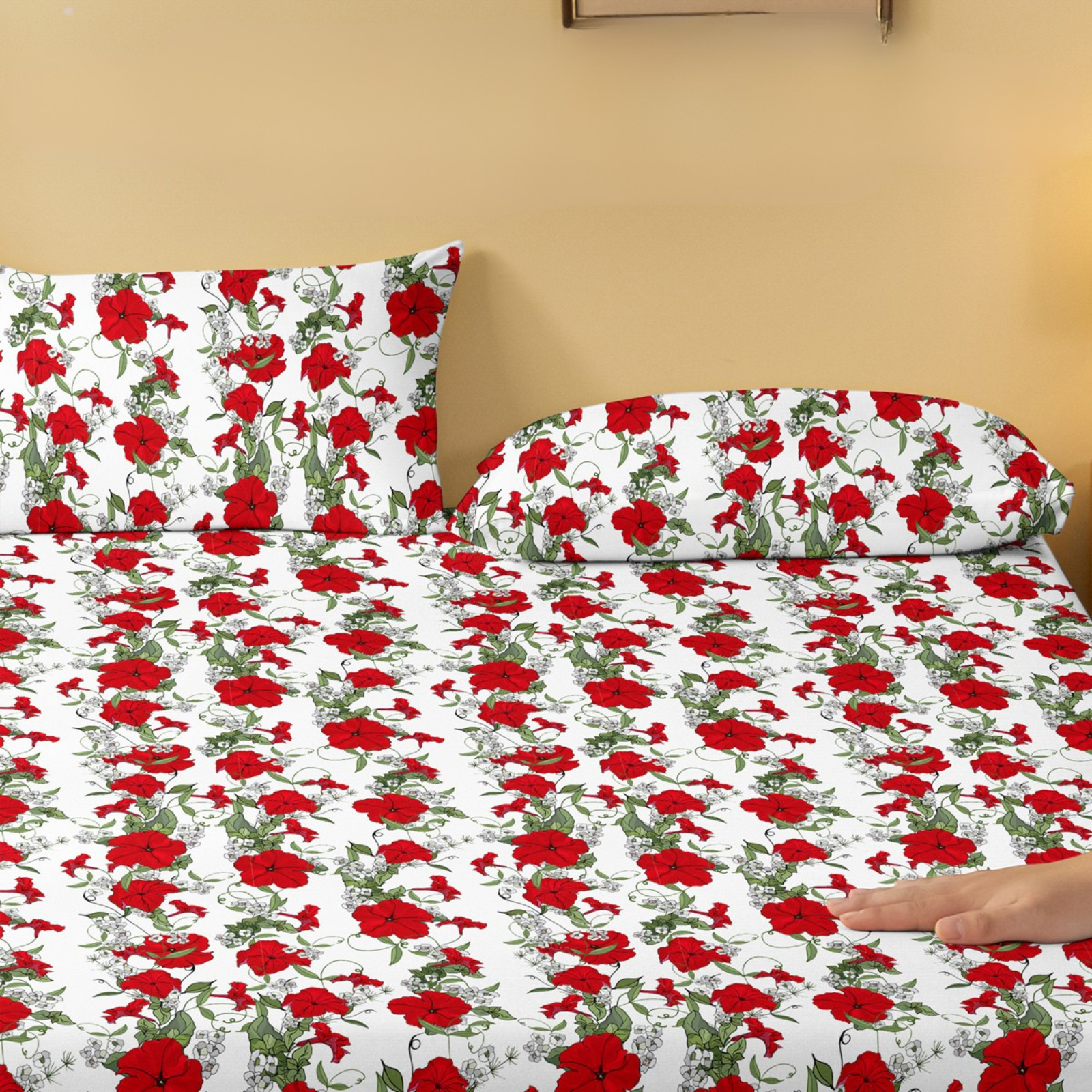 Modern Floral Printed Pillowcase With Pocket Closure For Bedroom