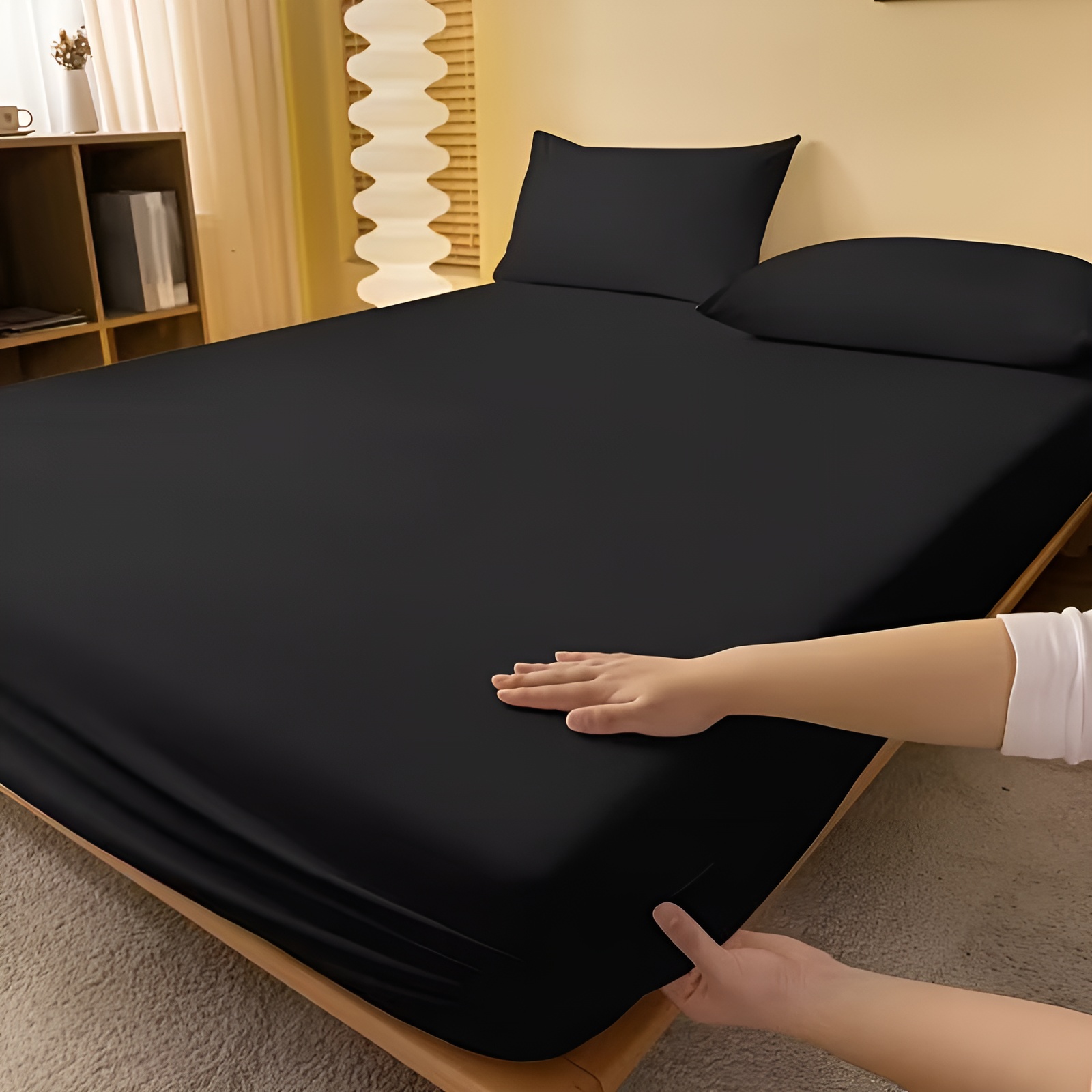 Solid Color Fitted Bed Sheet For Bedroom