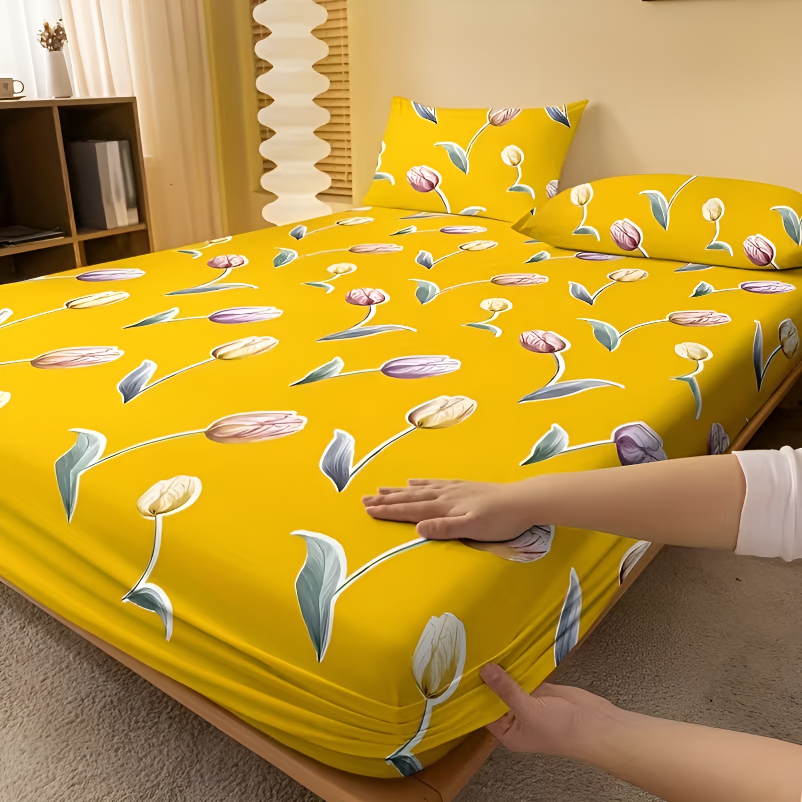Tulip Printed Bed Sheet For Bedroom