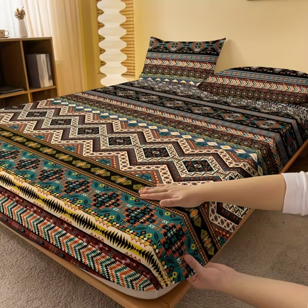 Bohemian Tribal Geometric Pattern Fitted Sheet