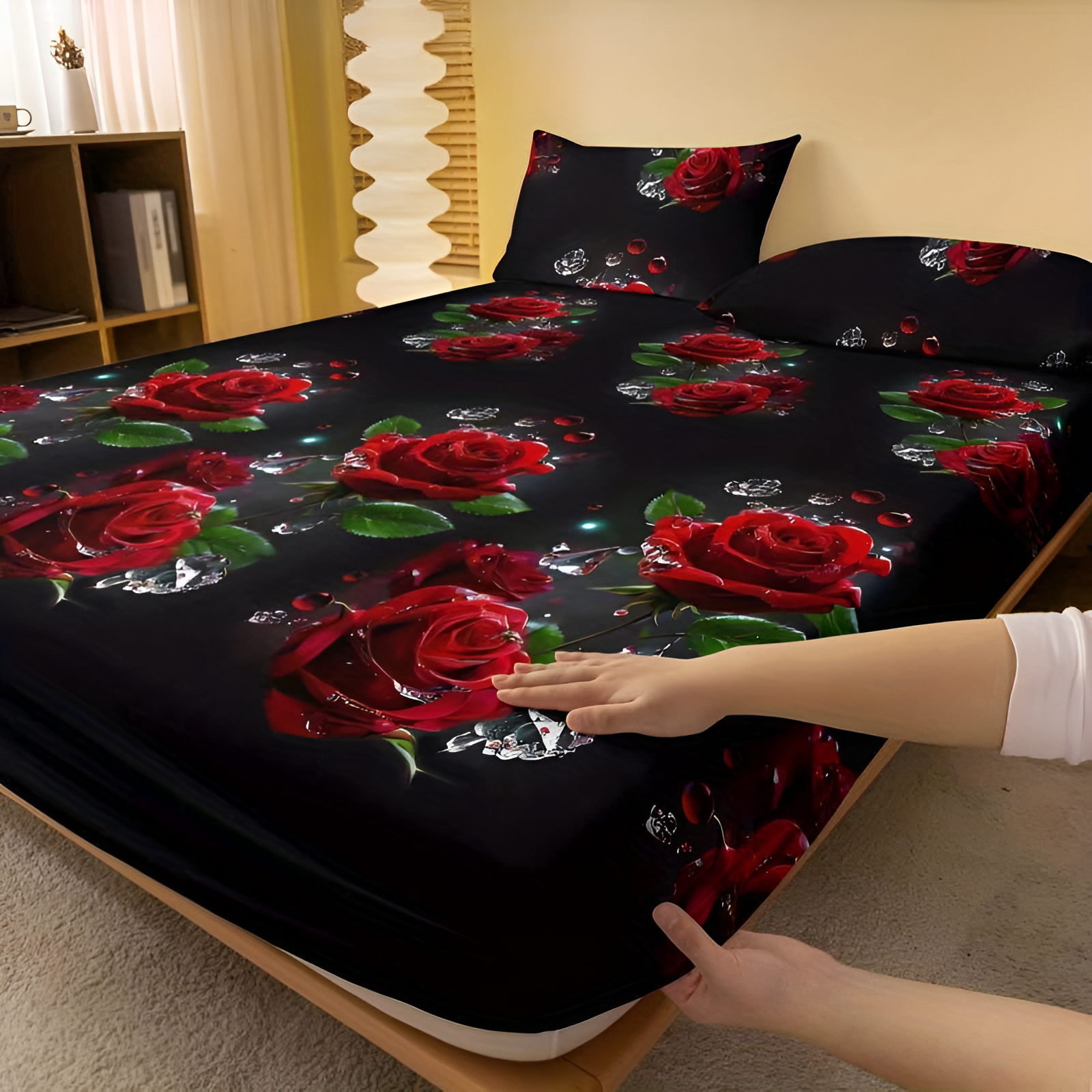 Modern Printed Fitted Bed Cover Set 