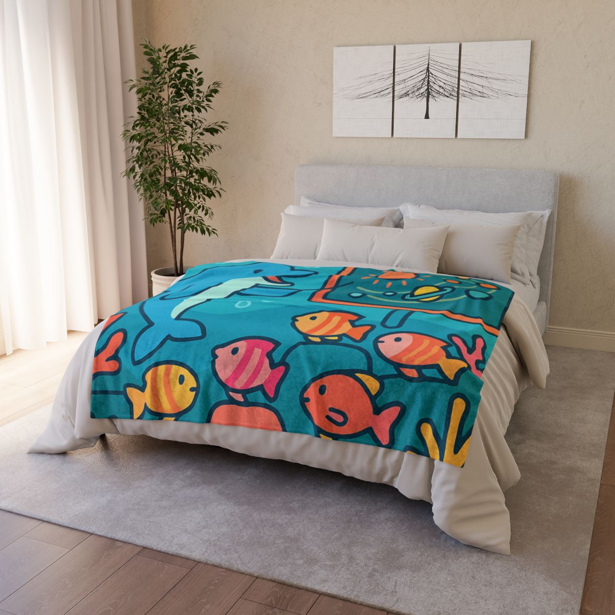 Cosmic Coral Reef Classroom decorative home blankets