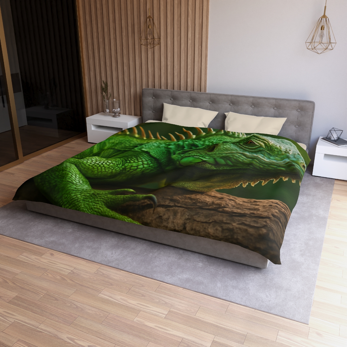 Emerald Gaze Green Iguana warm winter duvets