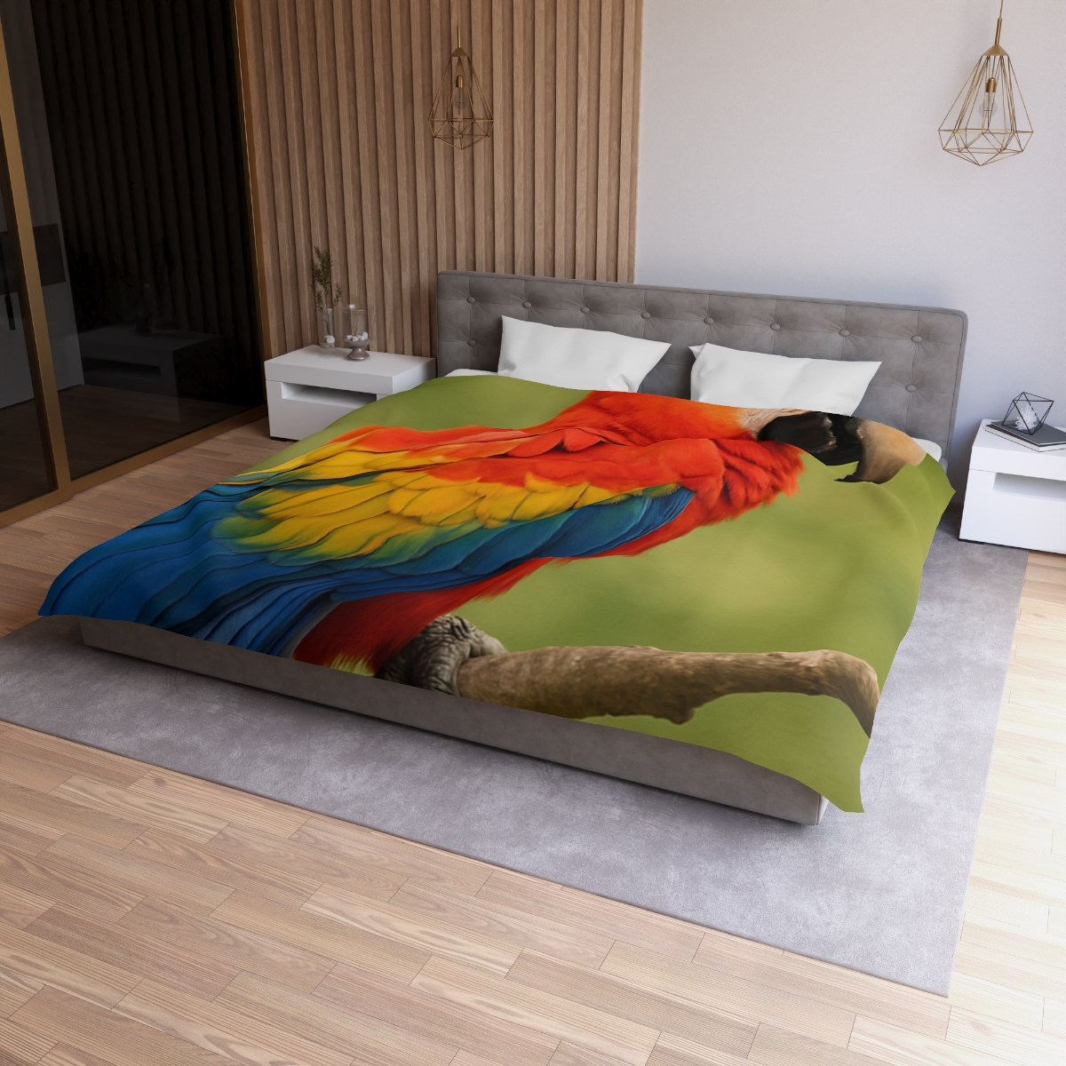 Crimson Cascade Scarlet Macaw custom duvets