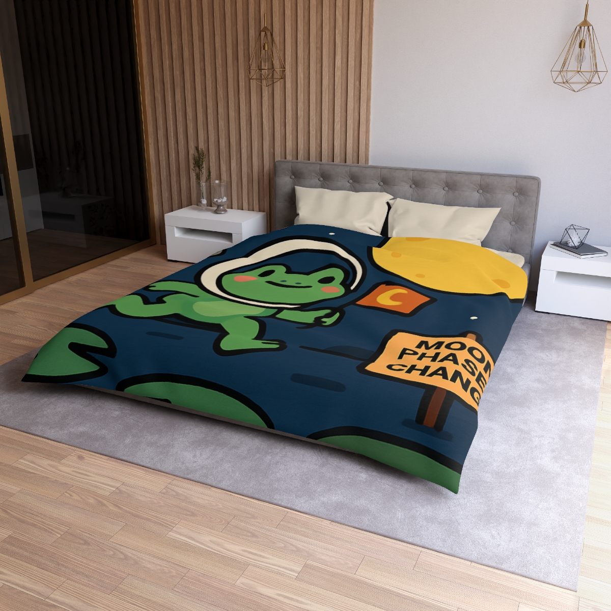 Moonlight Marsh Frog Astronaut warm winter duvets