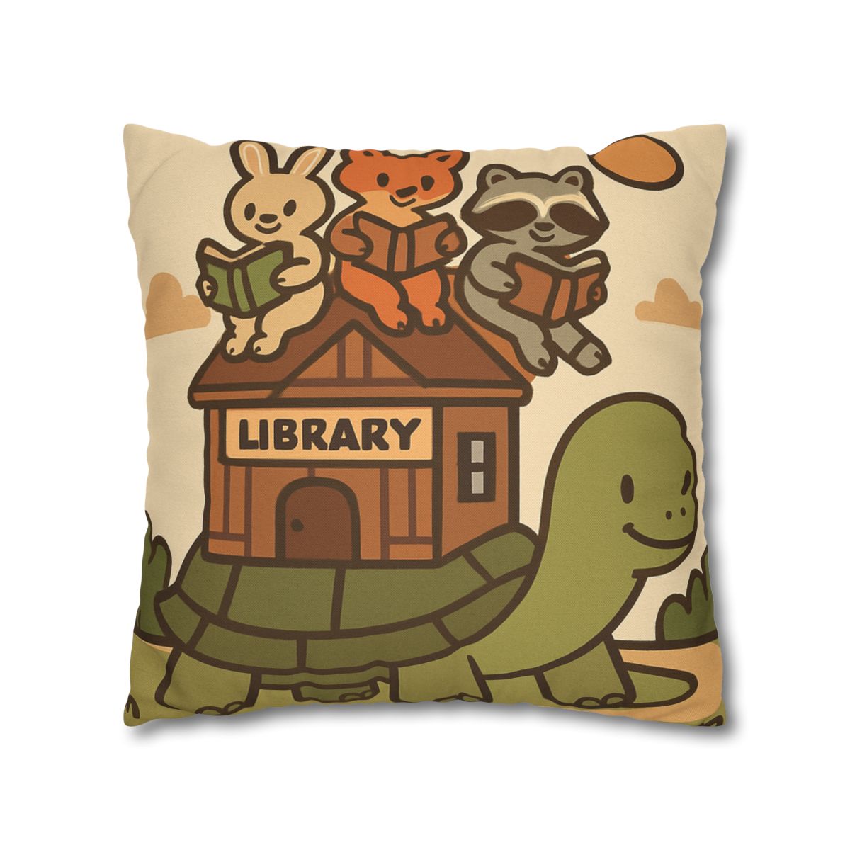 Time Traveling Turtle Library designer print pillow cases