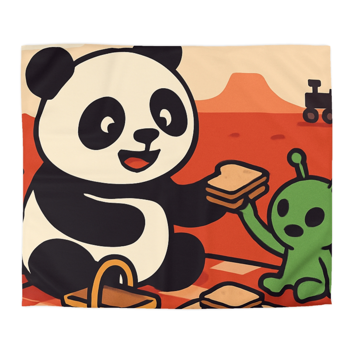 Martian Panda Picnic custom duvets