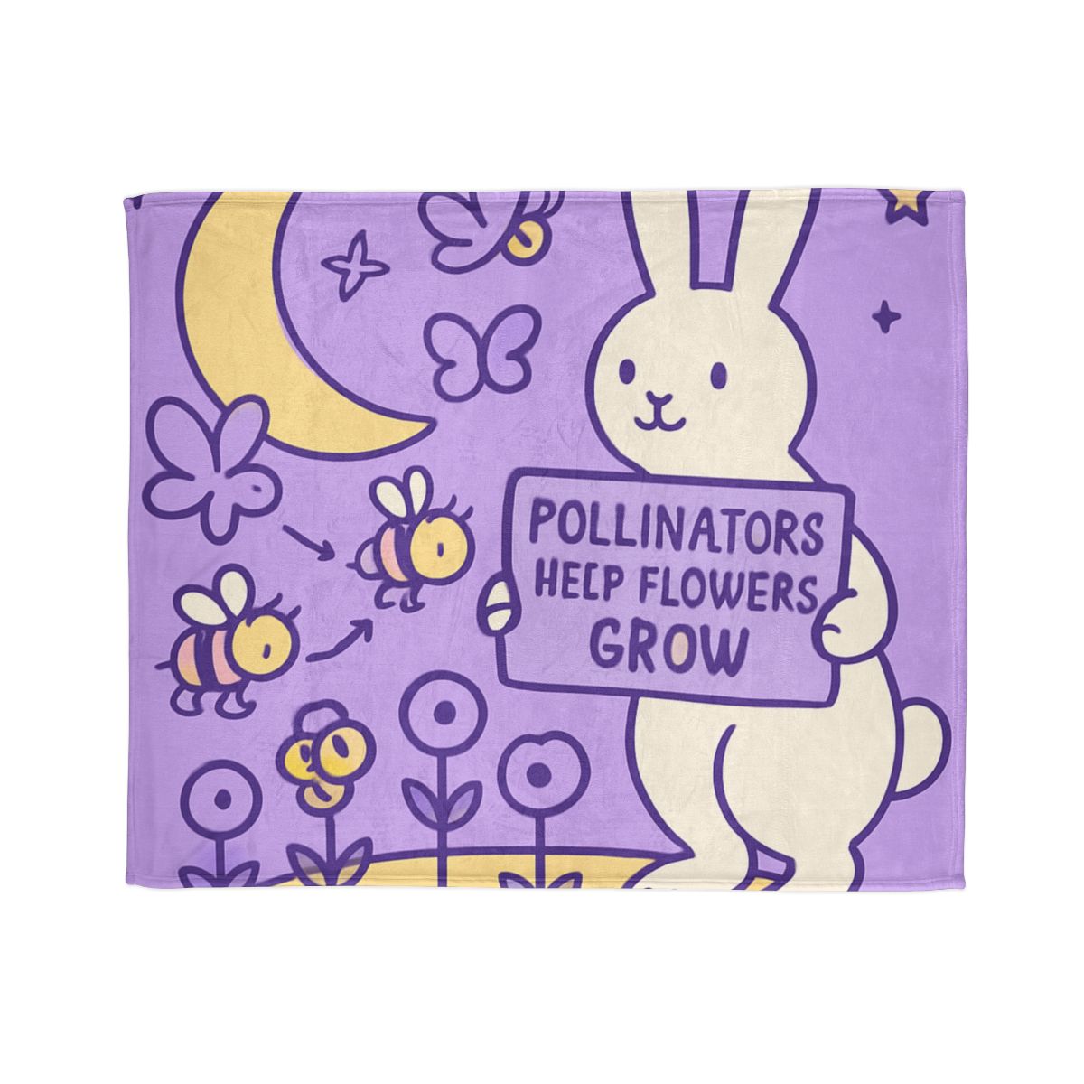 Moon Garden Pollinator Parade designer printed blankets