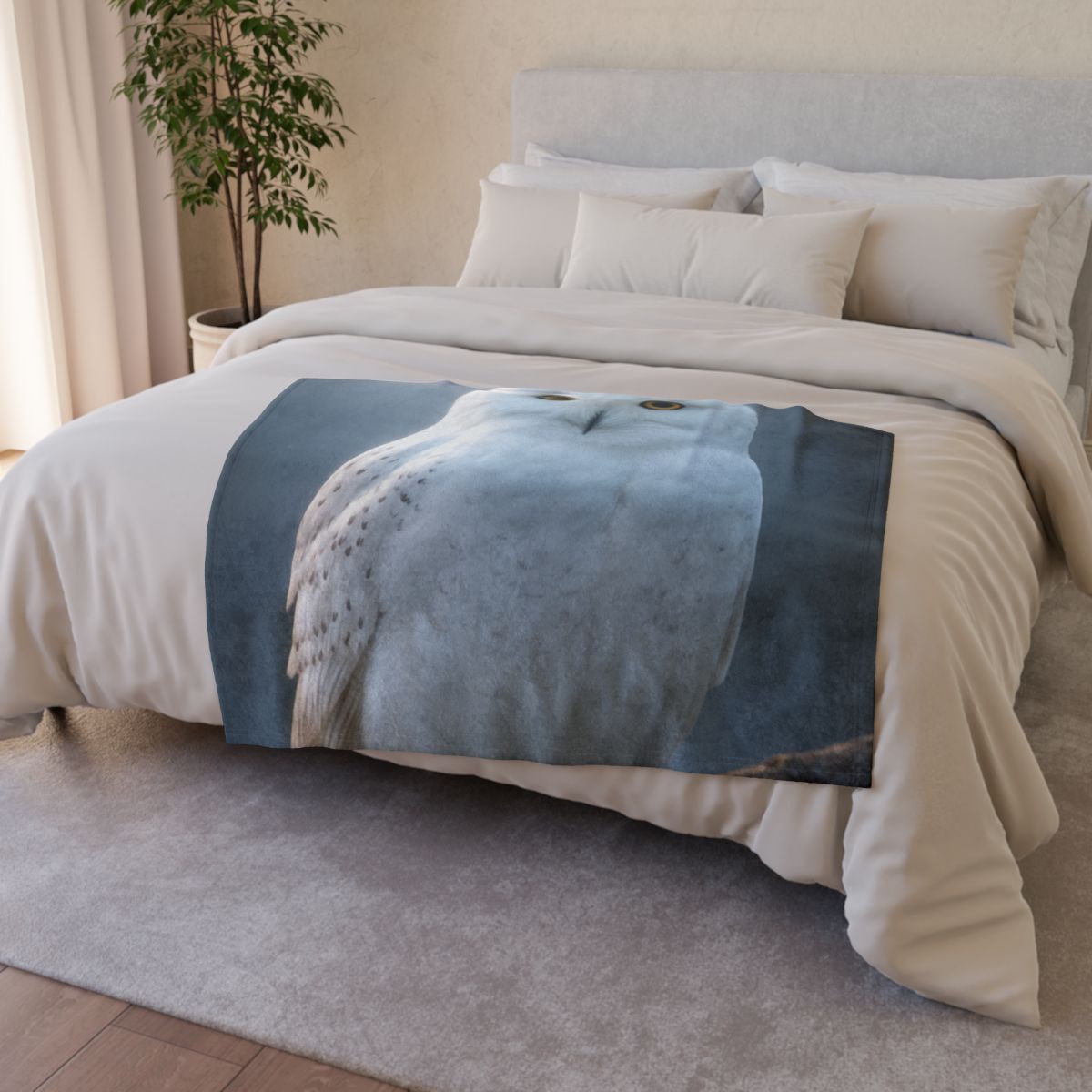 Twilight Watcher Snowy Owl stylish throw blankets