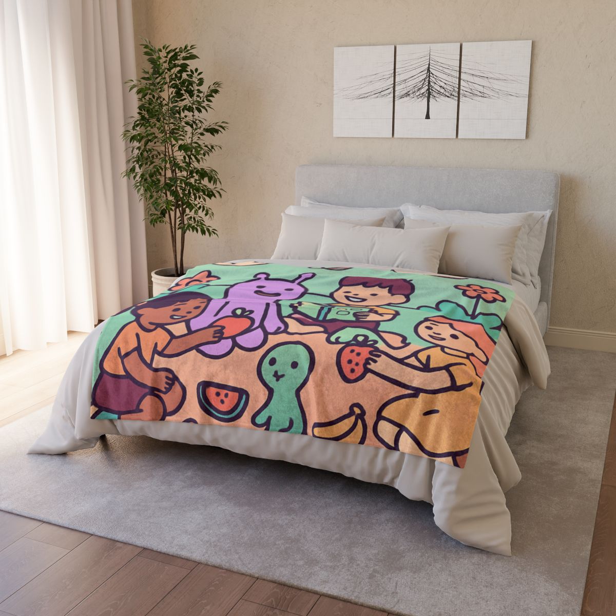 Galactic Garden Picnic personalized cozy blankets