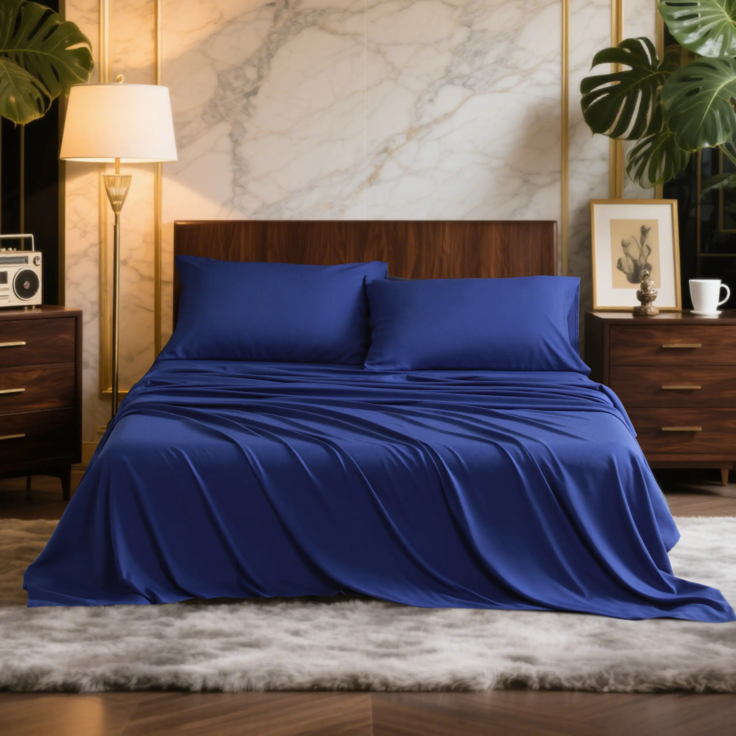 Lightweight Wrinkle Resistant Cooling Bamboo Sheets Set With 15 Inch Deep Pocket
