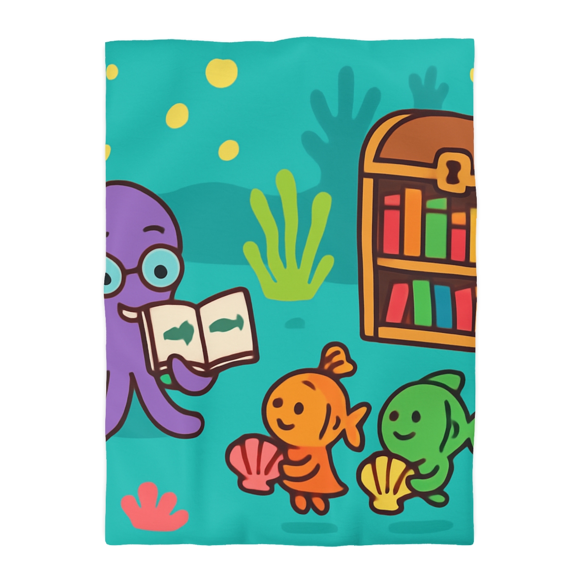 Coral Reef Library With The Octopus Librarian soft comforter duvets