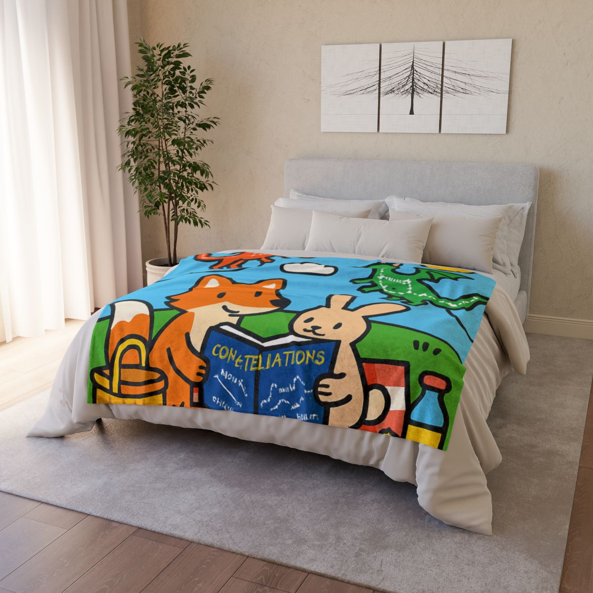 Sky Map Picnic With Dragon Kites trendy patterned blankets