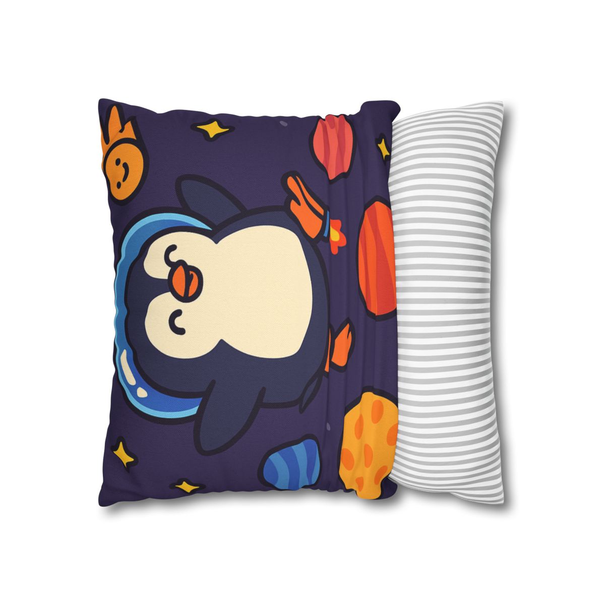 Planet Hopping Penguin Adventure stylish decorative pillowcases