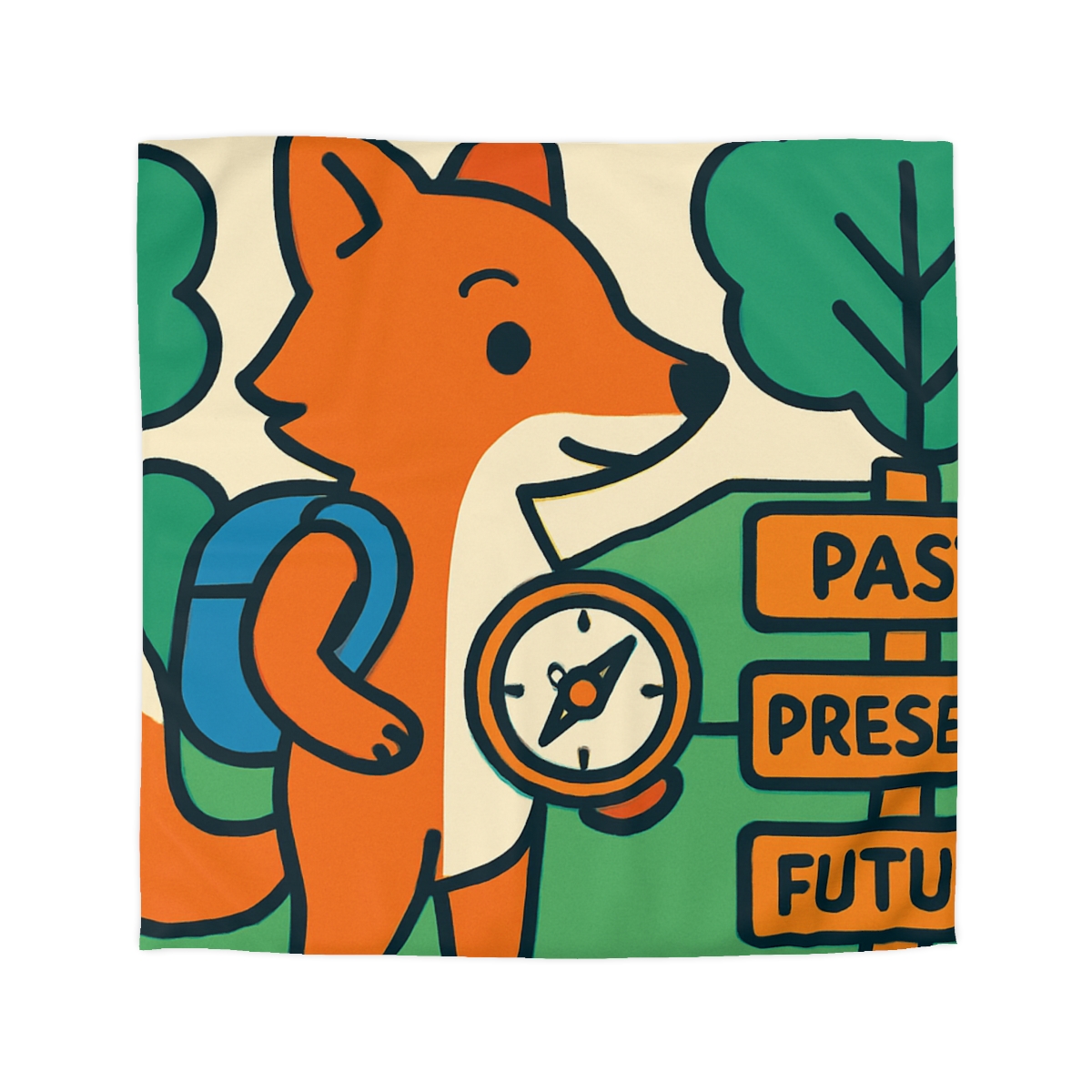 Time Traveling Forest Fox designer printed duvets