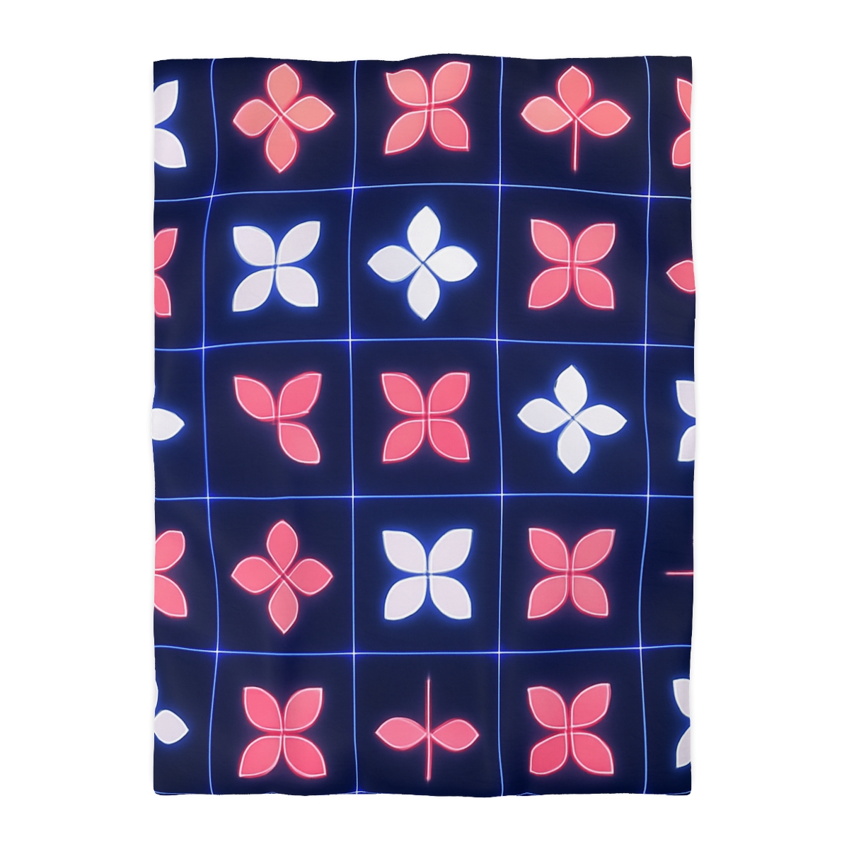 Quantum Blossom Grid designer printed duvets