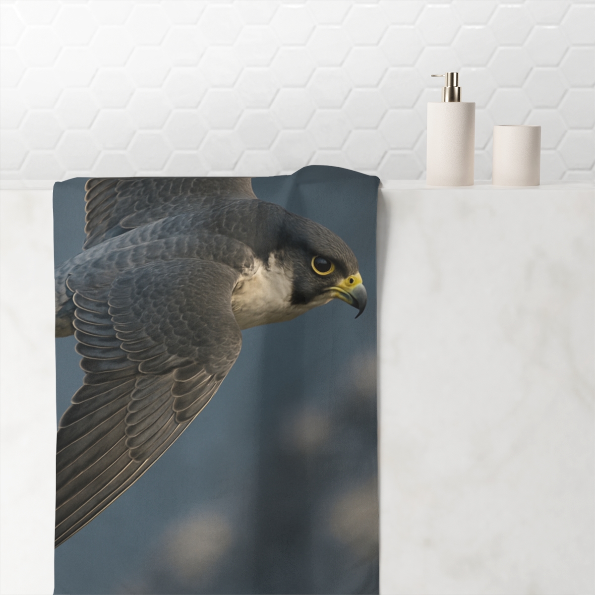 Storm Edge Peregrine Falcon designer printed towels