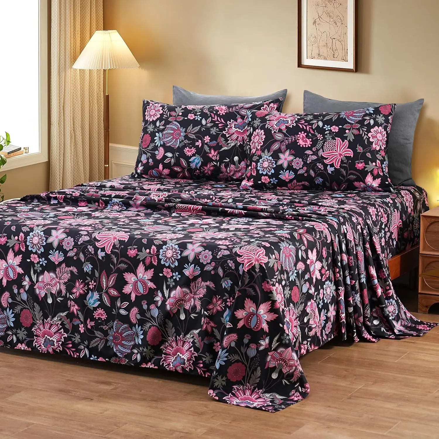 Brushed Microfiber Cooling Bed Sheet Set With Extra Deep Pocket