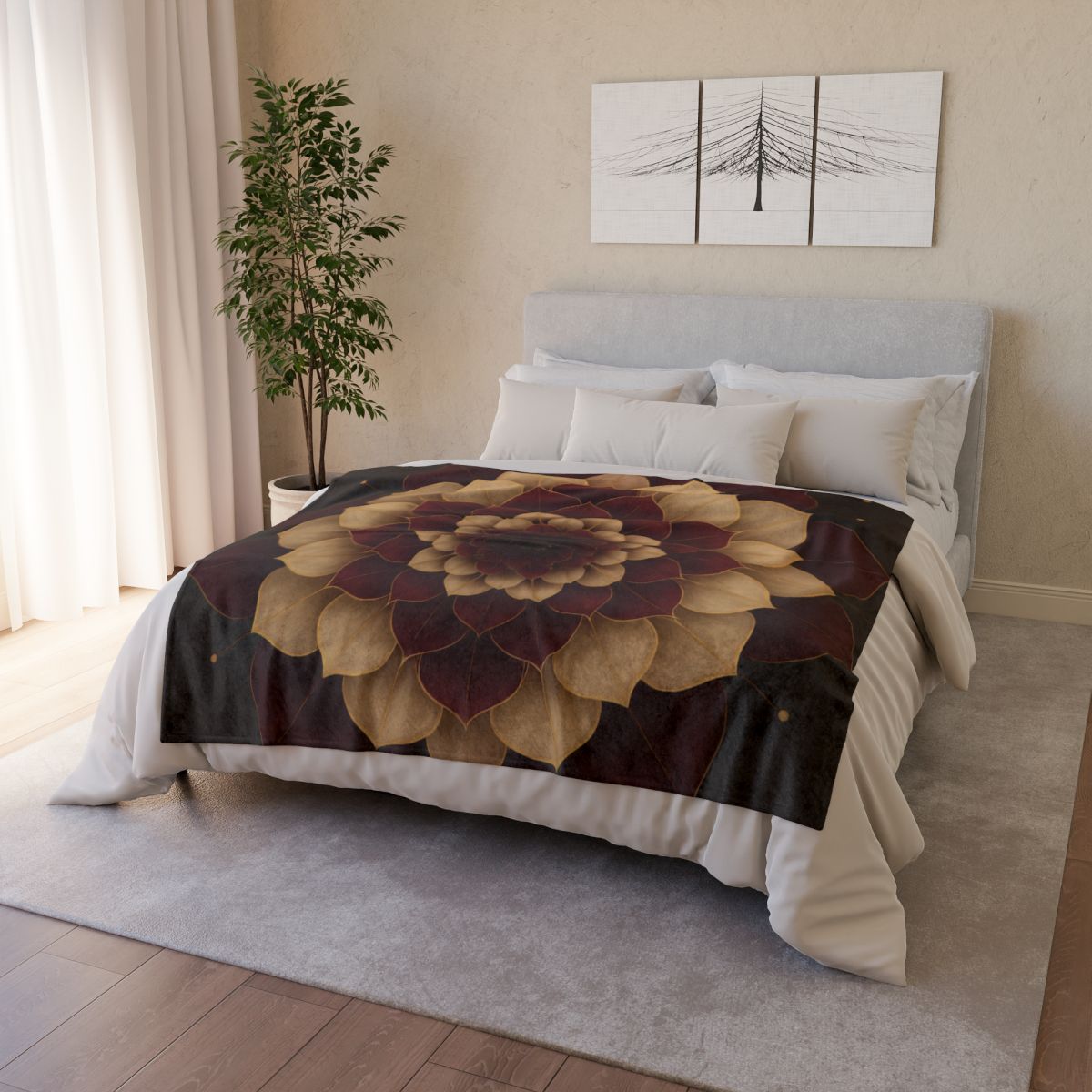 Petal Orbit Mandala personalized cozy blankets