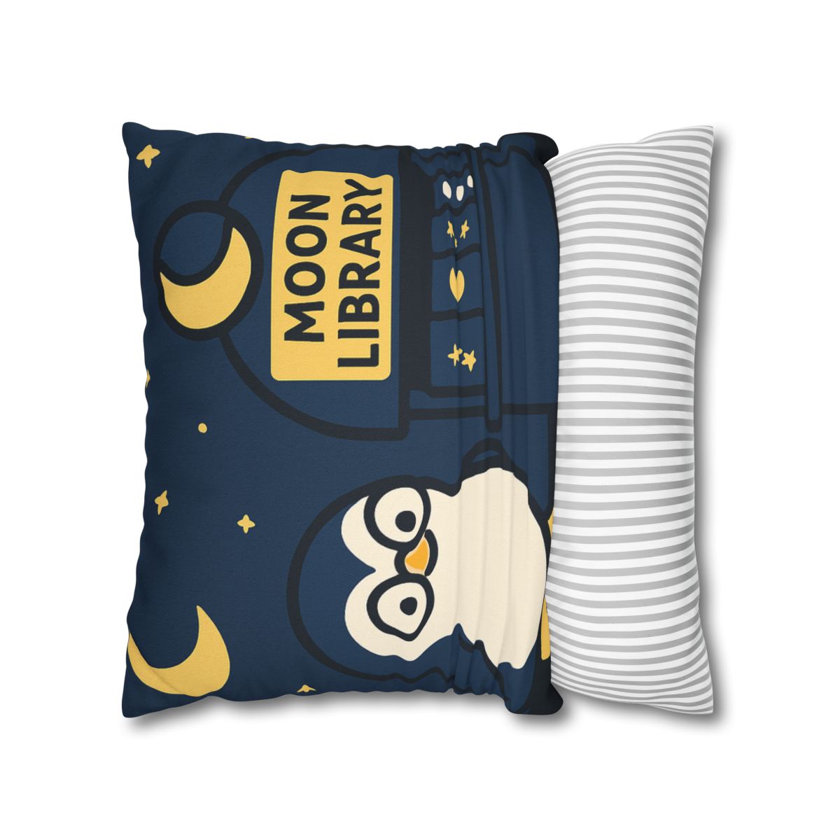 Moonlight Library Run By A Wise Penguin Astronomer designer print pillow cases