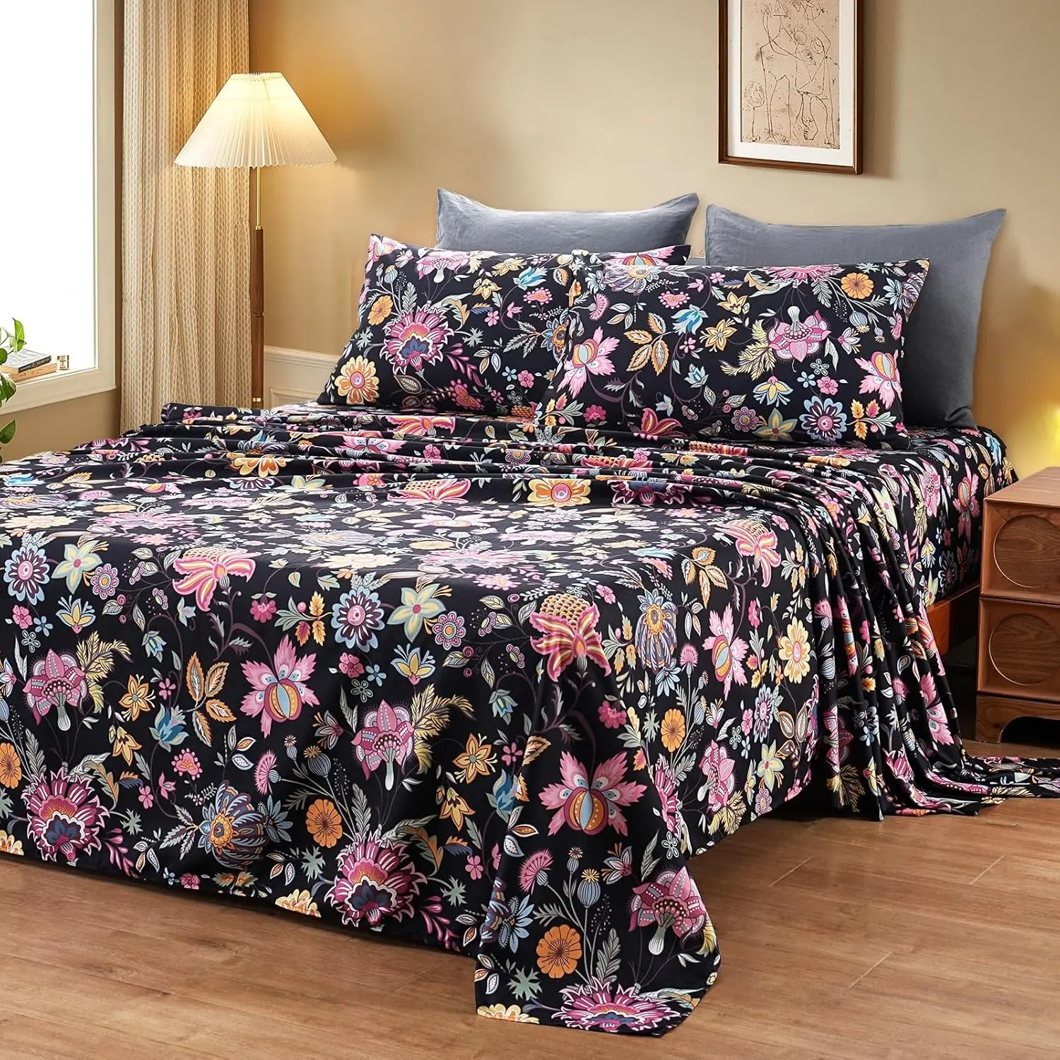 Brushed Microfiber Cooling Bed Sheet Set With Extra Deep Pocket