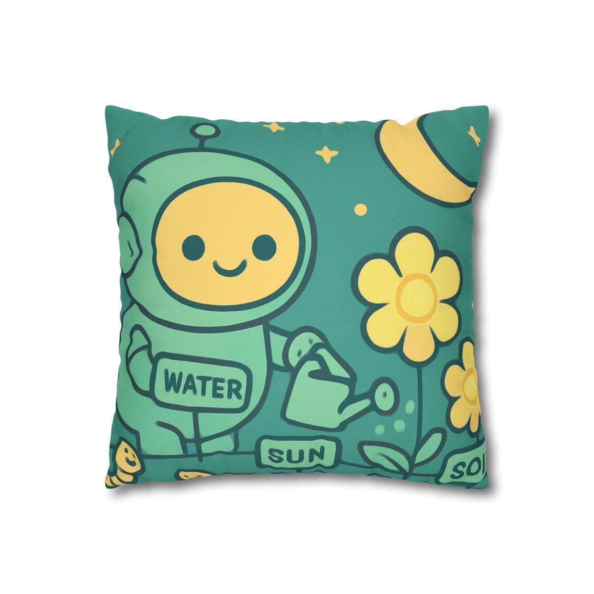 Robot Gardener And The Moonflower Patch soft cotton pillow cases